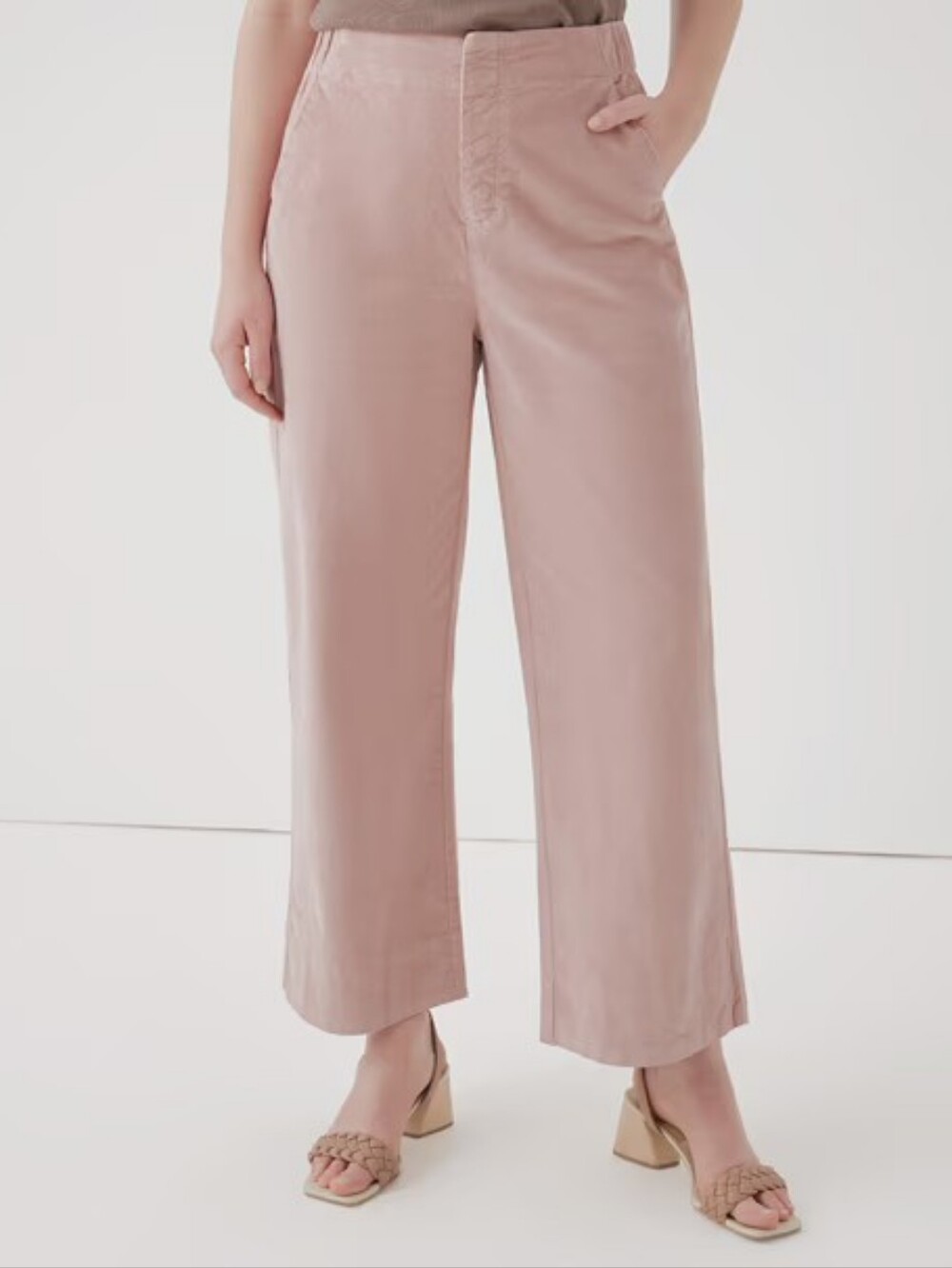 Pact Wide-Leg Corduroy Pants in Blush Pink
